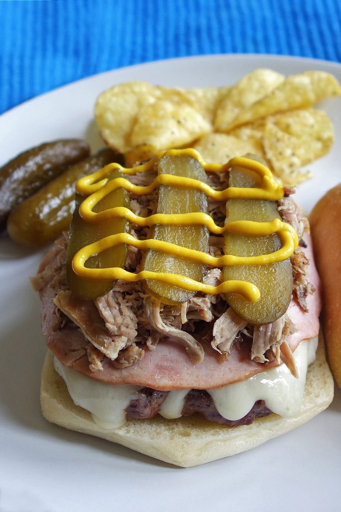 The Cuban Burger is a heavenly combination of pork, ham, swiss, mustard and pickles.