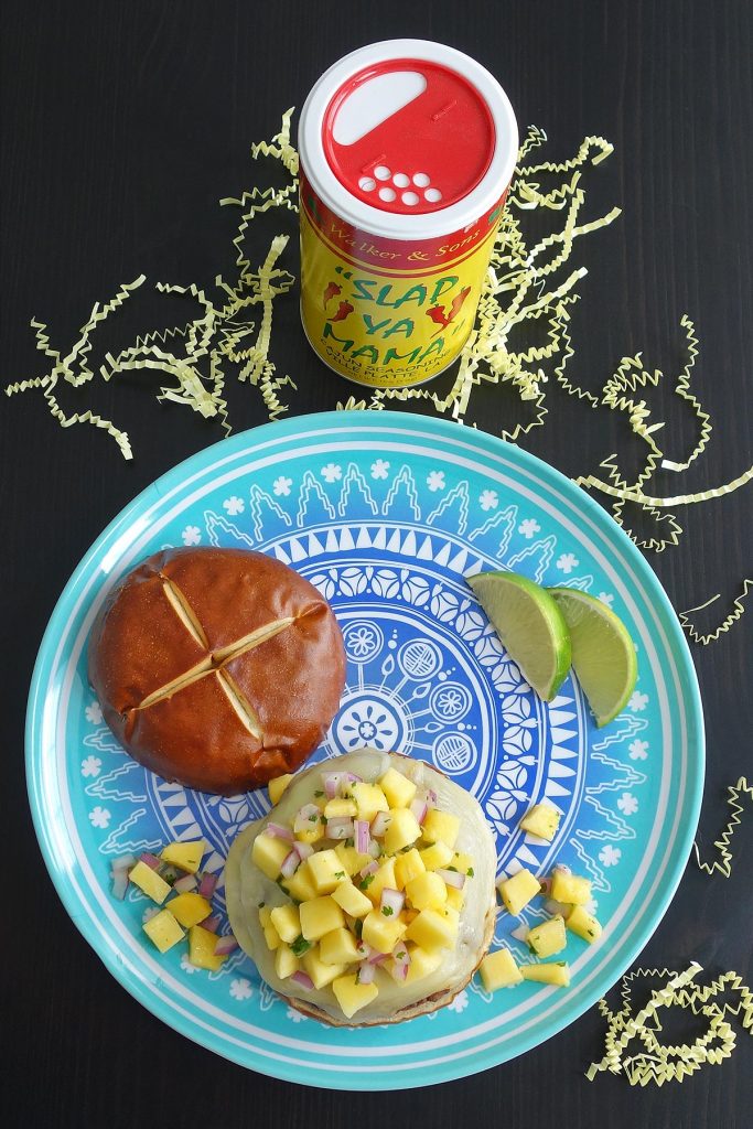 The Islander Burger combines sweet mango salsa and spicy cajun seasoning.