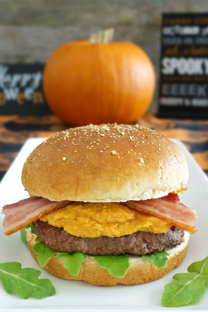 The Pumpkin Spice Burger is topped with pumpkin aioli and maple bacon. You won't want to miss giving this awesome fall burger a try!