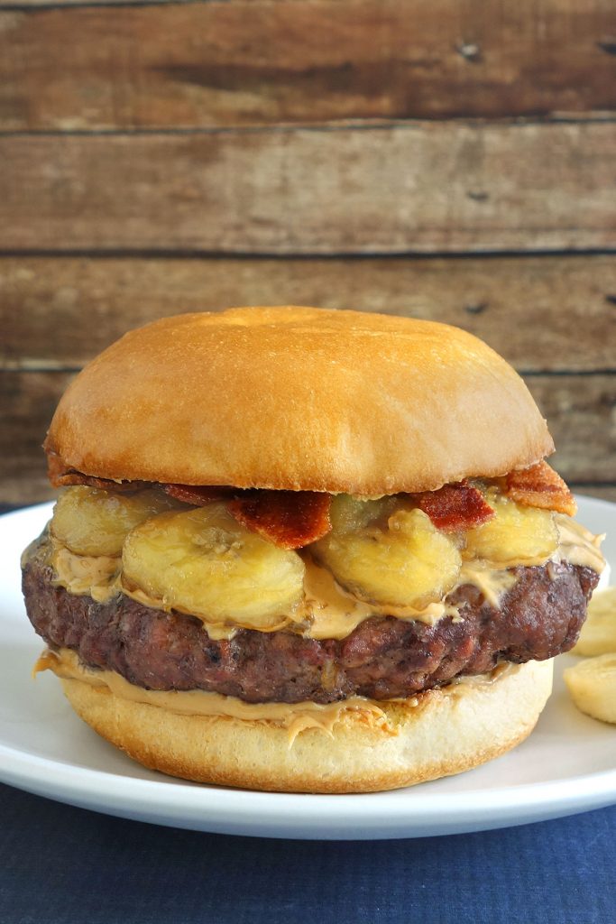 The Elvis Burger is a delicious banana burger with peanut butter and bacon.