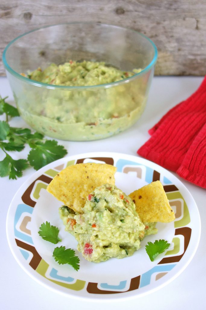 Fresh homemade guacamole recipe with roasted garlic.