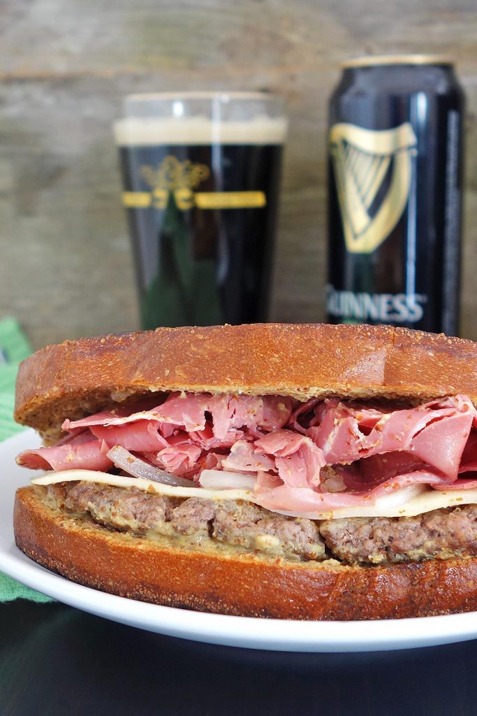 Irish Burger with Guinness mustard & corned beef